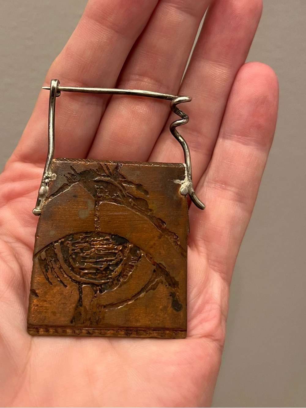Handmade Abstract Copper Broach